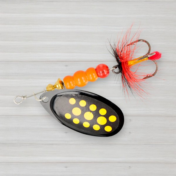 Блешня обертова ZEOX Reactive № 4, 9г, колір 011 Black-Yellow Dot